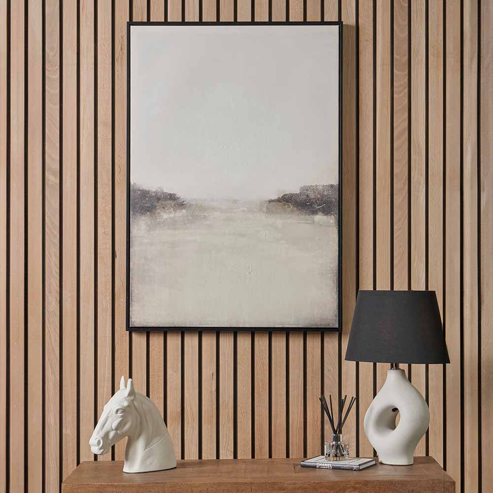 Grey & White Abstract Canvas with Black Frame - CLEARANCE